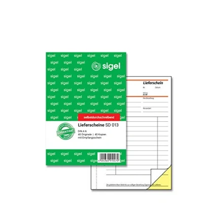 Abbildung von SIGEL SD013 Lieferscheine A6, 2x40 Blatt, selbstdurchschreibend, aus nachhaltigem Papier