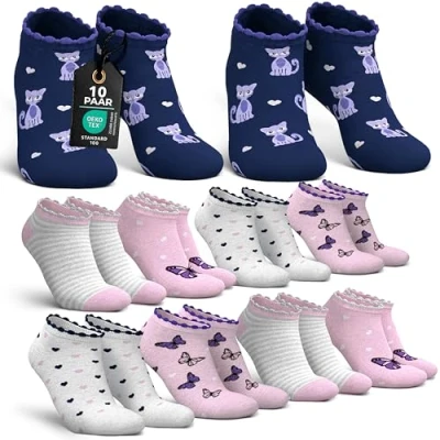 Abbildung von MEDOLY Kinder Sneaker Socken (10 Paar) mit 72% Baumwolle, für Mädchen &amp; Jungen Kurze Kindersocken
