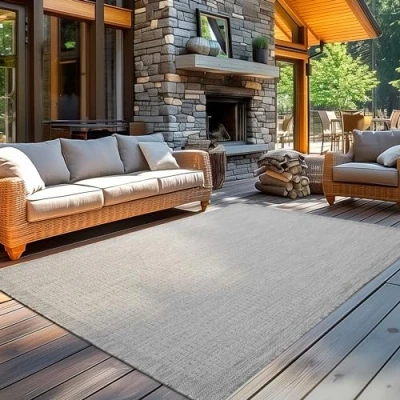 Abbildung von Carpetsale24 In &amp; Outdoor Teppich Wetterfest 60 x 100 cm Läufer Grau Flur Waschbar, Wasserfest, Pflegeleicht und Flachgewebe Ideal für Balkon, Garten, Terrasse als Küchenläufer