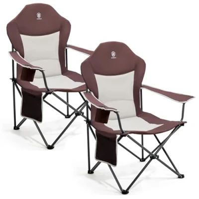 Abbildung von EVER ADVANCED Luxus Campingstuhl Faltbar 160 KG Belastbar Ultragroß mit Hochlehner Bequem Gepolster Klappstuhl Camping Garten Balkon Strand, Stuhl Sessel Gartenstuhl Anglerstuhl