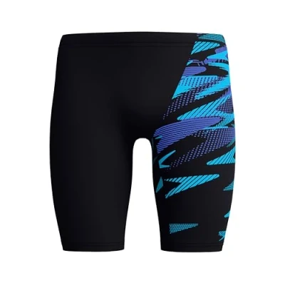 Abbildung von Speedo Hyperboom V Cut Jammer Quick Drying Training Fitness Chlorine Resistant Schwimmhose für Herren, Black/Cobalt Pop, 40