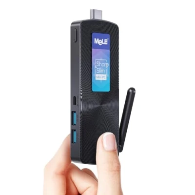 Abbildung von MeLE PCG02 Lüfterloser Mini PC Stick Alder Lake N100(bis zu 3.4GHz) 8GB LPDDR4 256GB ROM Mikro Desktop Computer mit kleinem Formfaktor vollwertigem USB C, 2.4G/5G WiFi, 4K HDMI für Büro