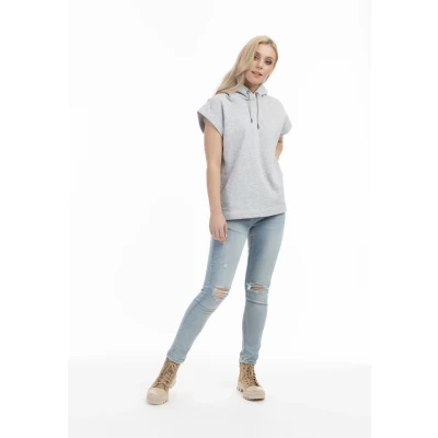 Abbildung von DREIMASTER Vintage Damen Sweatshirt in Übergröße XXL / Hellgrau Melange 60% Cotton 40% Polyester