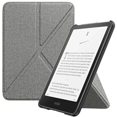 Abbildung von MoKo Hülle für All New Amazon 7&quot; Kindle Paperwhite 12th Generation 2024, Origami Ständer mit Magnetic PC Rückseite Cover, Denim Grau