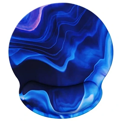 Abbildung von Hosimoln Handballenauflage, bequemes Memory Foam Mauspad mit Handgelenkstütze, rutschfeste Gummi Maus Handgelenkstütze für das Spielen 25x23 Bluewave032