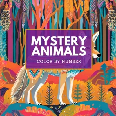 Abbildung von 25 COLOR BY NUMBER Pages, Mystery Animals, Adult Coloring Book For Stress Relief &amp; Relaxation