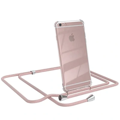 Abbildung von EAZY CASE Handykette kompatibel mit iPhone 6 / 6S Handyhülle Umhängeband, Handykordel Schutzhülle, Silikonhülle, Hülle Band, Stylische Kette für Smartphone, Rosé Gold