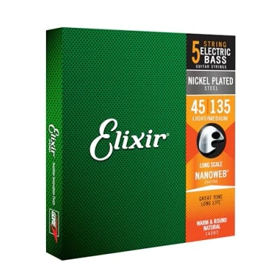 Abbildung von Elixir® Saiten Nickel Wound 5 str. E Basssaiten mit NANOWEB® Beschichtung, Long Scale, Light/Medium (.045 .135)