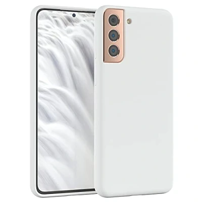 Abbildung von EAZY CASE Premium Silikon Handyhülle kompatibel mit Samsung Galaxy S21 Plus 5G, Slimcover Kameraschutz und Innenfutter, Silikonhülle, Schutzhülle, Bumper, Handy Case, Softcase, Weiß