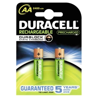 Abbildung von Duracell StayCharged Akku AA (HR06) 2400 mAh 2er Precharged (vorgeladene wiederaufladbare Batterie)