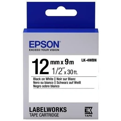 Abbildung von Epson Etikettenkassette LK 4WBN Standard schwarz auf weiß 12mmx9m