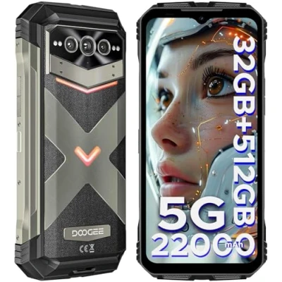 Abbildung von DOOGEE VMAXPRO Outdoor Handy 5G, 32GB RAM + 512GB ROM Android 14 Smartphone 22000mAh(33W) 6,58&#039;&#039; FHD+ 120Hz Baustellenhandy 108MP+16MP+20MP Nachtsichtkamera WiFi 6/Fingerabdruck/NFC/IP69K/IP68