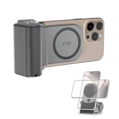 Abbildung von JJC Magnetische Handy Handschlaufe mit Bluetooth Fernbedienung, für iPhone 16/15/14/13/12 mehr &amp; Android Handys, Verstile Schreibtisch Telefonständer, Schwarz