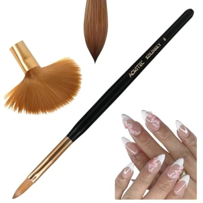 Abbildung von Acryl Pinsel für Nägel Aokitec 100% Sable Kolinsky Nagelpinsel #8 Geeignet den professionellen Acrylpinsel Holz Nail Art Anwendung Maniküre Werkzeug