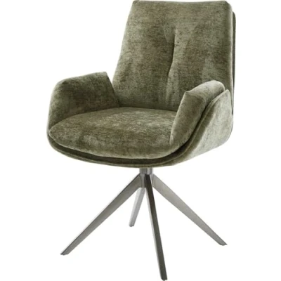 Abbildung von Drehstuhl Clea Flex Chenille Olive Kreuzgestell breit Graphit 360 drehbar Wippfunktion