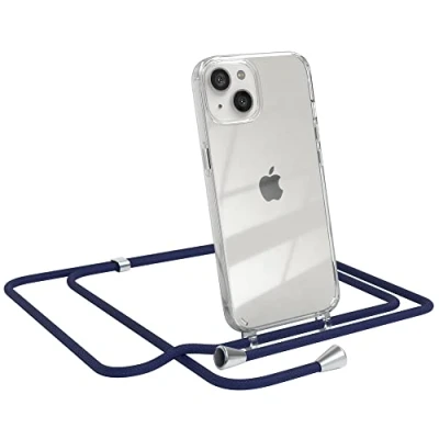Abbildung von EAZY CASE Handykette kompatibel mit iPhone 13 Handyhülle Umhängeband, Handykordel Schutzhülle, Silikonhülle, Hülle Band, Stylische Kette für Smartphone, Navy Blau