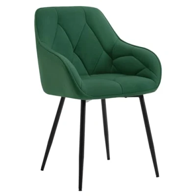 Abbildung von WOLTU Esszimmerstuhl, Küchenstuhl, Stuhl Esszimmer Wohnzimmer, ergonomischer Sessel, Armlehnstuhl, Polsterstuhl, Sitzfläche aus Samt, Metallbeine, Dunkelgrün, EZS02dgn 1