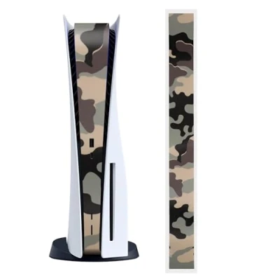 Abbildung von kwmobile Spielekonsolen Tasche Konsolen Aufkleber für Sony Playstation 5 Disc Edition (1 tlg), Folie mit Camouflage Muster Design in Schwarz Grün Beige