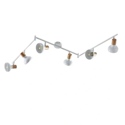 Abbildung von Lindby Strahler Fridolin, Modern, Metall, weiß, holz hell, 6 flammig, E14, Deckenlampe