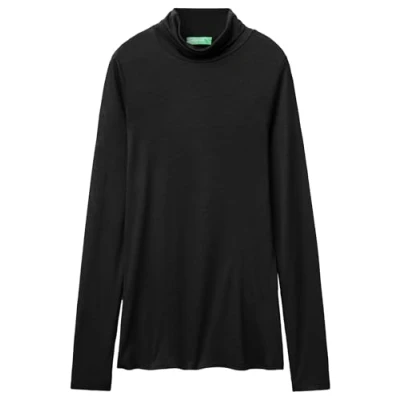 Abbildung von United Colors of Benetton Turtleneck Langarmshirt, Damen, Größe: Small, Black