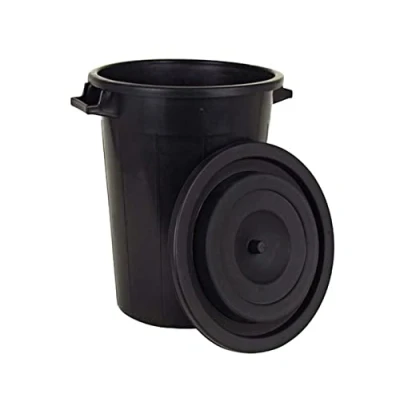 Abbildung von Spetebo Universaltonne 100 Liter mit Deckel schwarz Kunststoff und 2 Tragegriffen