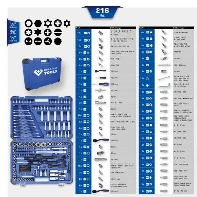 Abbildung von KS TOOLS BT023216 Werkzeugset 216 10 (3/8&quot;), 12,5 (1/2&quot;), 6,3 (1/4&quot;) Vierkant