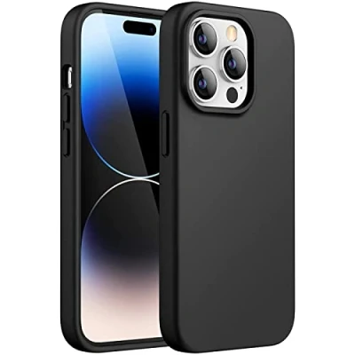 Abbildung von Verco Kompatibel mit iPhone 14 Pro Max Hülle, Matte Rückschale Schutzhülle für (6.7 Zoll) Case Silikon Handyhülle Schwarz