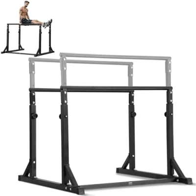 Abbildung von VEVOR Dip Stange, Schwerlast Ständerstation Einstellbar 363 kg, Fitness Workout Bar Station Stabilisator Parallette Liegestützständer, Parallelbarren für Krafttraining im Heim Fitnessstudio