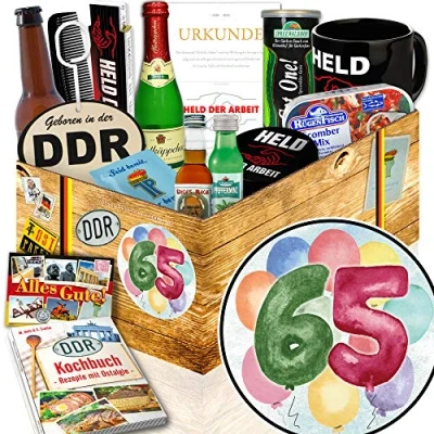 Abbildung von Geburtstagsgeschenk 65. + Geschenke zum 65 Geburtstag DDR Korb Männer