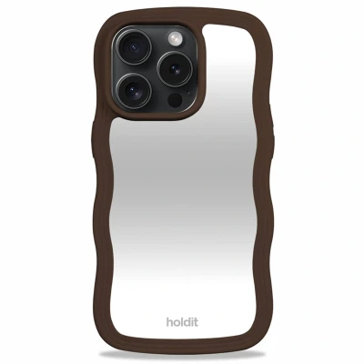 Abbildung von Apple iPhone 15 Pro Spiegel Handyhülle Recycelter Kunststoff Holdit Hard Case/Backcover Mirror case Braun