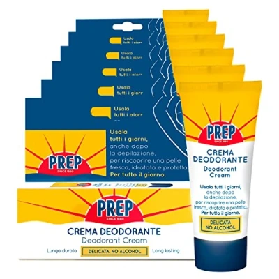 Abbildung von 6 x PREP Deodorant Creme für alle Hauttypen, Antitranspirant, ohne Alkohol, den täglichen Gebrauch, zarter Duft, langanhaltendes Frischegefühl, Flaschen à 35 ml