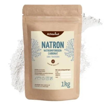 Abbildung von Natron 1000g das Multitalent im Haushalt Natriumhydrogencarbonat umweltfreundliche Alternative zu Putzmitteln zum Backen und Kochen Achterhof