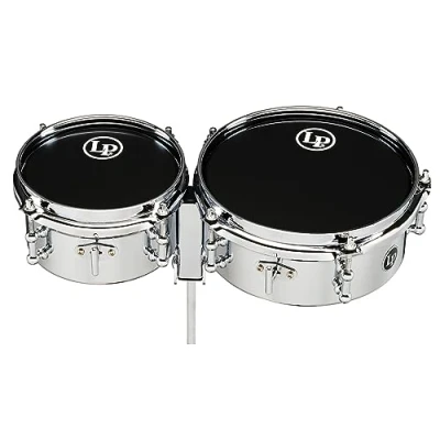 Abbildung von LP Latin Percussion Timbales Mini Chrome 6&quot; + 8&quot; verchromter Stahlkessel Tiefe 3,25&quot;, Halterung zur Montage auf einer 3/8 Haltestange, LP845 K, Trommel, Drum