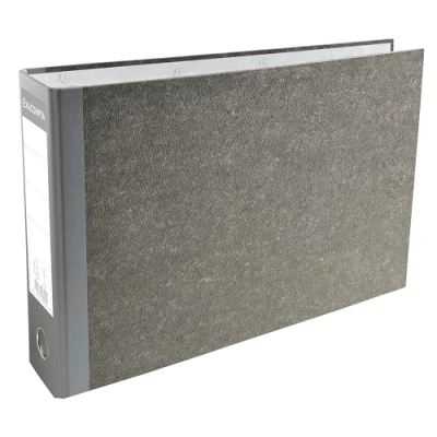 Abbildung von Exacompta Code 53310E 1 D Ring Hebelbinder 70 mm Rückseite in grauem Balacron Grau marmoriertes Papier Außenmaß 24x37cm für A4 horizontal