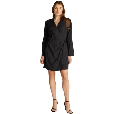Abbildung von Tommy Hilfiger Fluid WRAP Short Dress Freizeitkleid, Damen, Größe: 42, Black
