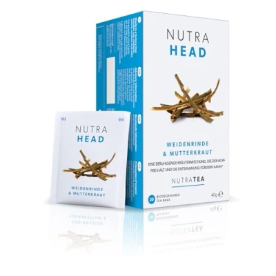 Abbildung von Nutra Tea NUTRAHEAD, Kopf Entspannungstee unterstützt bei Kopfschmerzen &amp; Migräne, Lavendel Tee trägt zum gesunden Schlaf bei, 20 wiederverwendbare Teebeutel, Schlaftee mit Pfefferminze