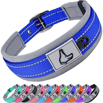Abbildung von Joytale Halsband Hund, Weich Hundehalsband Gepolstert Neopren Hunde für Extra Große Hunde, Nylon Reflektierend Breit Halsbänder, Königsblau