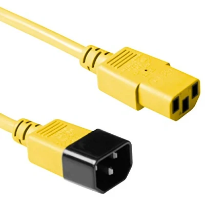 Abbildung von ACT Kaltgerätekabel 0.6m, C13 auf C14 Verlängerung, IEC Stecker Buchse 3 Pin AK5116 Gelb, 0,6 Meter