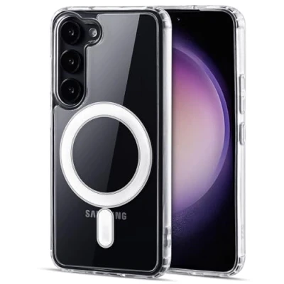 Abbildung von JProtect Magnetische Handyhülle für Samsung Galaxy S23 MagSafe Hülle/Stoßfeste Hülle Transparent/Durchsichtige Case Magnet