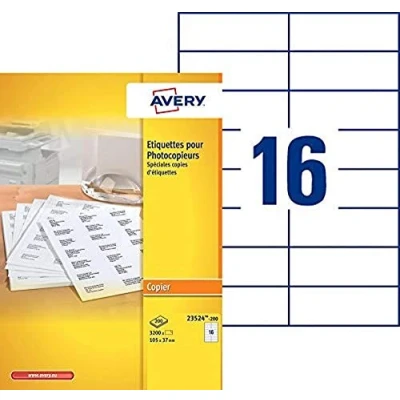 Abbildung von Kopieren Sie Beschriftung Avery 105x37mm 200 Blatt 16 Etiketten pro Weiß