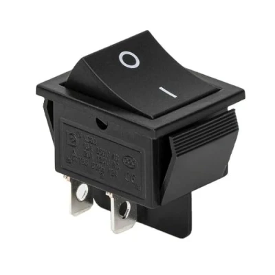 Abbildung von Wippschalter, Kippschalter, Geräteschalter 4Pin 16A 250VAC 125V 20A AC, (6V 9V 12V 24V AC/DC) schwarz rechteckig Einbaugröße 28 * 21mm, 2 Polig EIN/AUS