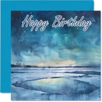Abbildung von Geburtstagskarten für Frauen und Männer Aquarell Eis Happy Birthday Karte Mama, Vater, Bruder, Schwester, Onkel, Tante, Cousin, Großvater, Nanny, Freund, 145 mm x mm, Geburtstagsgrußkarten