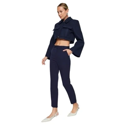 Abbildung von Trendyol Damen Navy Blue Crist Boy sigarettenbroek Pants, Navy, 42 EU