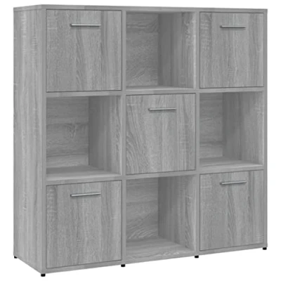 Abbildung von vidaXL Bücherregal, Bücherschrank mit viel Stauraum, Standregal für Schlafzimmer Wohnzimmer Büro, Büroregal Aktenregal Regal, Grau Sonoma