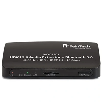 Abbildung von FeinTech VAX01301 HDMI Audio Extractor mit Bluetooth Sender Adapter zu Toslink, Cinch, Bluetooth, unterstützt ARC