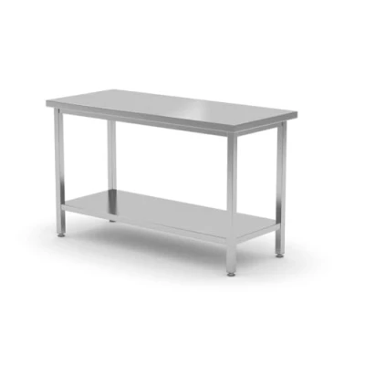 Abbildung von HENDI Zentraler Arbeitstisch, Arbeidsplatte, mit Regalboden, geschraubt, Verstellbare Füße, für Restaurant, Bar, Küche, 1000x600x(H)850mm, Edelstahl