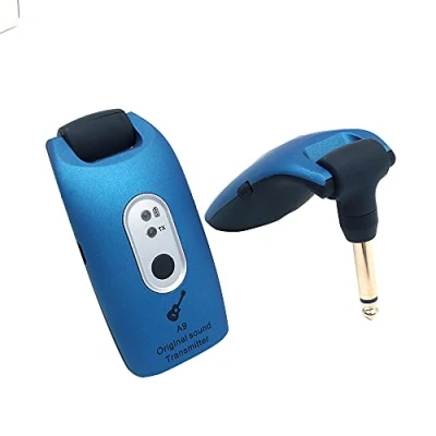 Abbildung von Alnicov Guitar Wireless System 2.4GHz Transmitter and Receiver for Electric Bass Violine A9 Blue