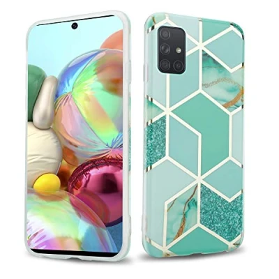 Abbildung von Cadorabo Hülle kompatibel mit Samsung Galaxy A71 5G Schutzhülle TPU Silikon Case Marmor Design Slim Kratzfest Weiche Gummi Rundumschutz für in Grün