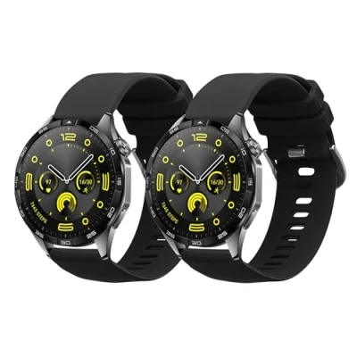 Abbildung von kwmobile 2X Sportarmband kompatibel mit Huawei Watch GT4 46mm Armband Fitnesstracker Band Set aus TPU Silikon