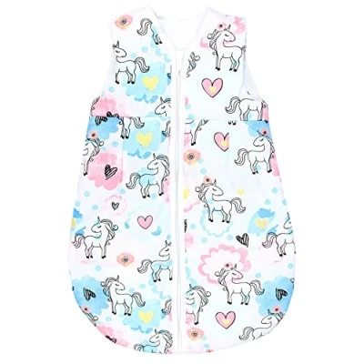 Abbildung von TupTam Ganzjahresschlafsack 2.5 TOG wattiert ärmellos Baby Schlafsack OEKO TEX, Farbe: Einhorn Rosa/Blau, Größe: 92 98